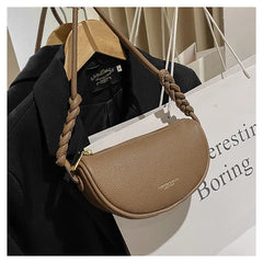 Large Half Moon Leather Crossbody Shoulder Bag for Women