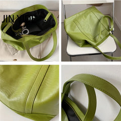 Women's Large Soft Tote Shoulder Bag Green