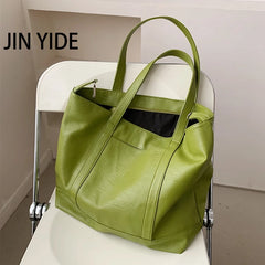 Women's Large Soft Tote Shoulder Bag Green