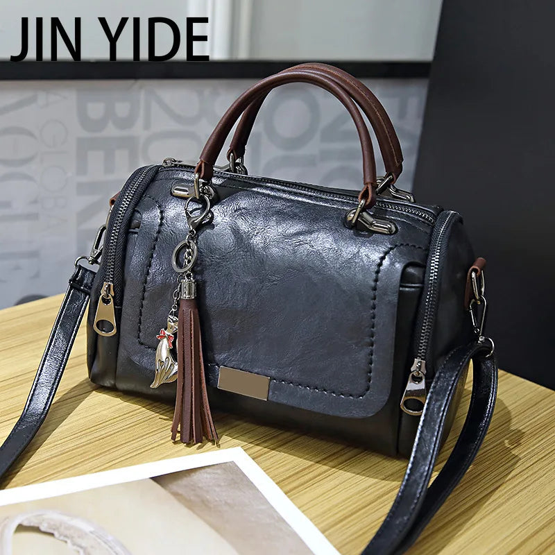 Retro PU Leather Tassel Crossbody Bag for Ladies