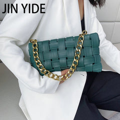 Crucious Leather Messenger Bag for Women with Chain Shoulder Strap