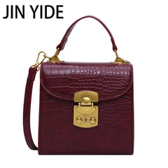 Mini Stone Pattern PU Leather Crossbody Bag Lock Shoulder Messenger B