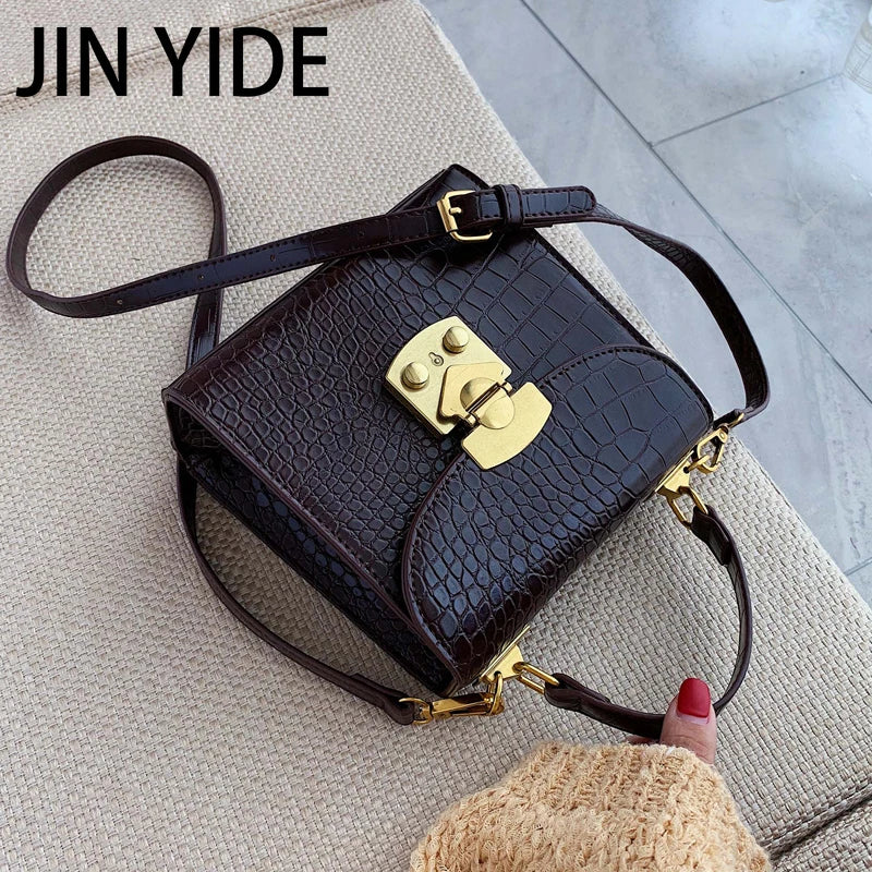 Mini Stone Pattern PU Leather Crossbody Bag Lock Shoulder Messenger B