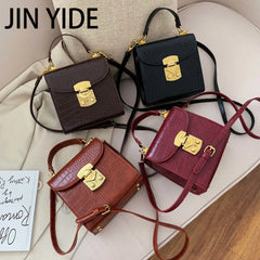 Mini Stone Pattern PU Leather Crossbody Bag Lock Shoulder Messenger B