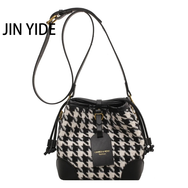 Leopard PU Leather Bucket Bag Crossbody Handbag Women Shoulder Purse