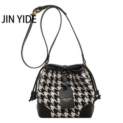 Leopard PU Leather Bucket Bag Crossbody Handbag Women Shoulder Purse