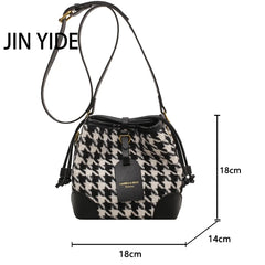 Leopard PU Leather Bucket Bag Crossbody Handbag Women Shoulder Purse