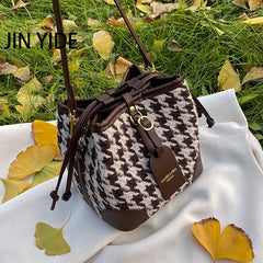 Leopard PU Leather Bucket Bag Crossbody Handbag Women Shoulder Purse