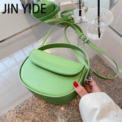 Small Saddle Crossbody Bags Short Handle Semicircular Ladies Handbags