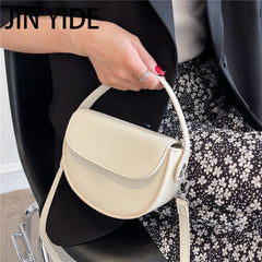 Small Saddle Crossbody Bags Short Handle Semicircular Ladies Handbags