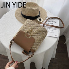 Straw Bucket Bag Women Crossbody Bag Lady Travel Purse Shoulder Bag