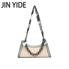 Summer Straw Bags Scarf Crossbody Shoulder Bag Female Handbags