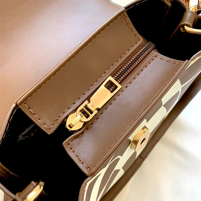 Graffiti Print Shoulder Bag Women's PU Leather Crossbody Tote