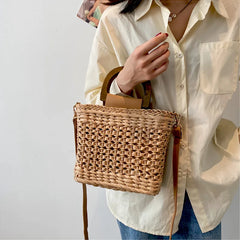 JIOMAY Straw Bags Summer Women Tote Bags Handbags Purse Beach Shoulder Bag