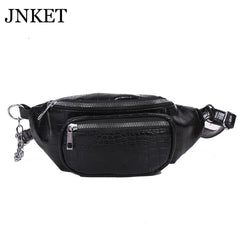 JNKET Women's PU Leather Waist Pack Casual Chest Bag Crossbody Bags Bum Bag