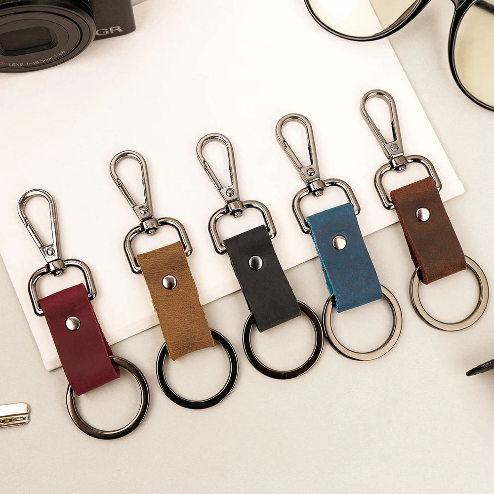 Real Cowhide Keychain Key Holder for Men Women Car Keyring