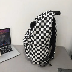 Girls Plaid Backpack Waterproof Shoulder Bag Women Laptop Travel Rucksack