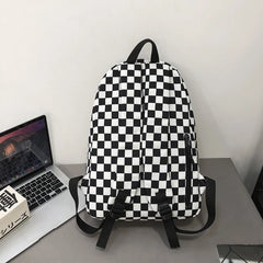 Girls Plaid Backpack Waterproof Shoulder Bag Women Laptop Travel Rucksack
