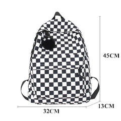 Girls Plaid Backpack Waterproof Shoulder Bag Women Laptop Travel Rucksack
