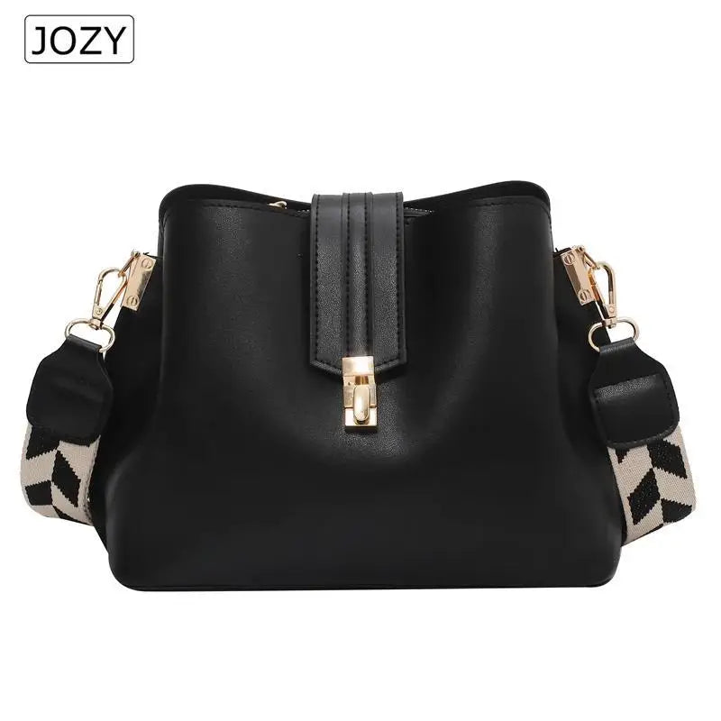 Vintage Small Leather Bucket Crossbody Bag for Women