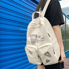 Double Pocket Women Backpack Student Shoulder Bag For Teenage Girls