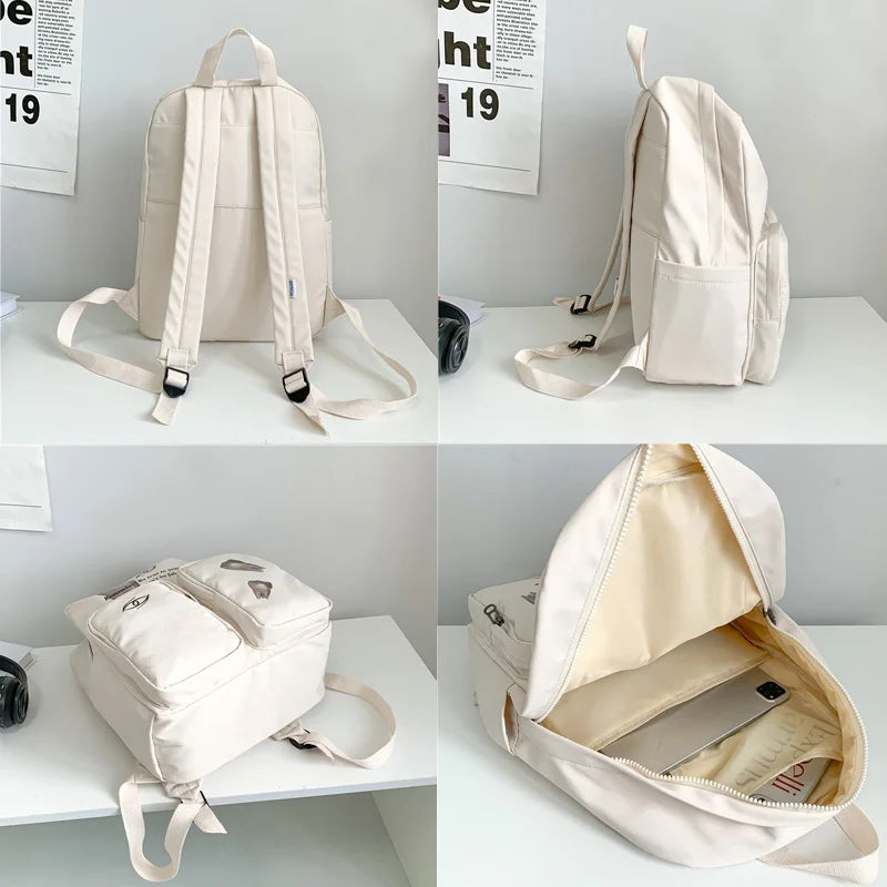 Double Pocket Women Backpack Student Shoulder Bag For Teenage Girls