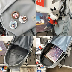 Nylon Solid Backpack Women Waterproof Student School Bags Teenage Girl