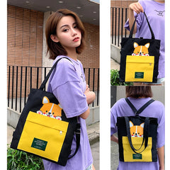 JYSHINE Cartoon Canvas Shoulder Bag for Girls Student Crossbody Handbag