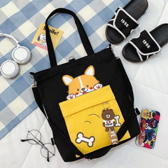 JYSHINE Cartoon Canvas Shoulder Bag for Girls Student Crossbody Handbag