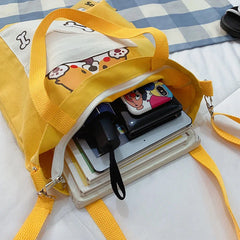 JYSHINE Cartoon Canvas Shoulder Bag for Girls Student Crossbody Handbag