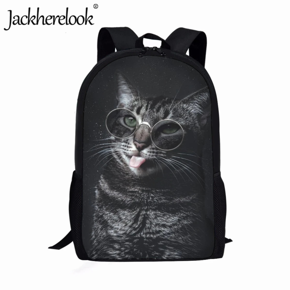 Jackherelook 3D Cat Print Backpack for Kids School Bags Girls Casual Book Bag