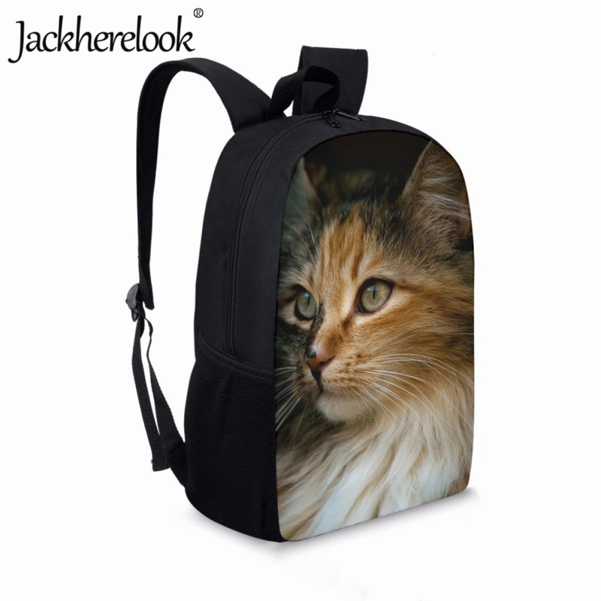 Jackherelook 3D Cat Print Backpack for Kids School Bags Girls Casual Book Bag