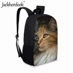 Jackherelook 3D Cat Print Backpack for Kids School Bags Girls Casual Book Bag