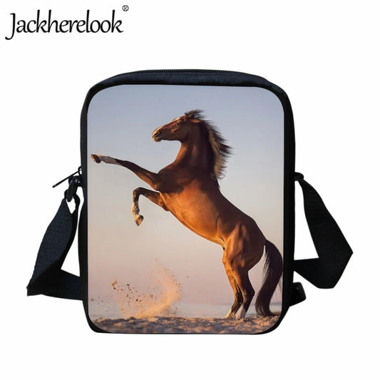 Animal Print School Bag Kids Crossbody Bag Horse Pattern School Bag