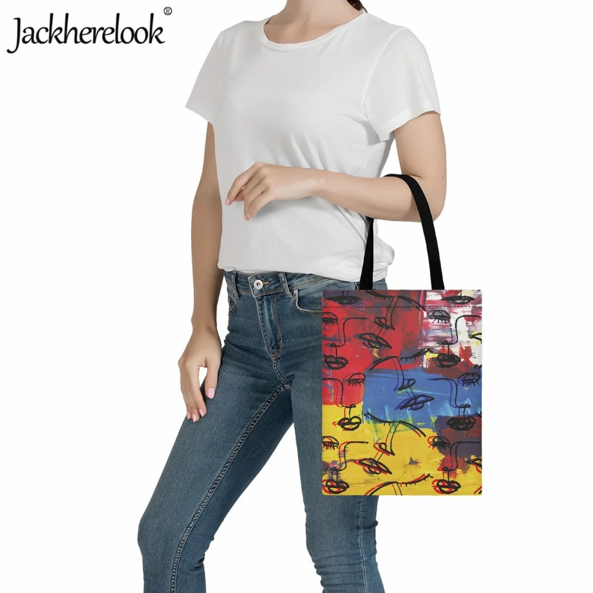 Geometric Art Graffiti Women's Shoulder Bag Canvas Handbag