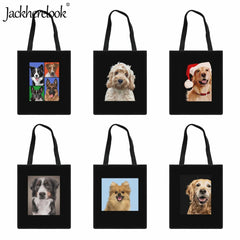 Jackherelook Puppy Pattern Shoulder Bag for Women Canvas Tote Bag