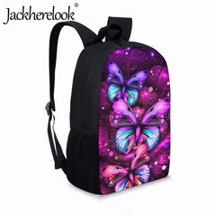 Fluorescent Butterfly Pattern School Girl Bookbags Casual Children's School Bags