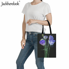 Flower Pattern Print Shoulder Bag Large Capacity Canvas Bag