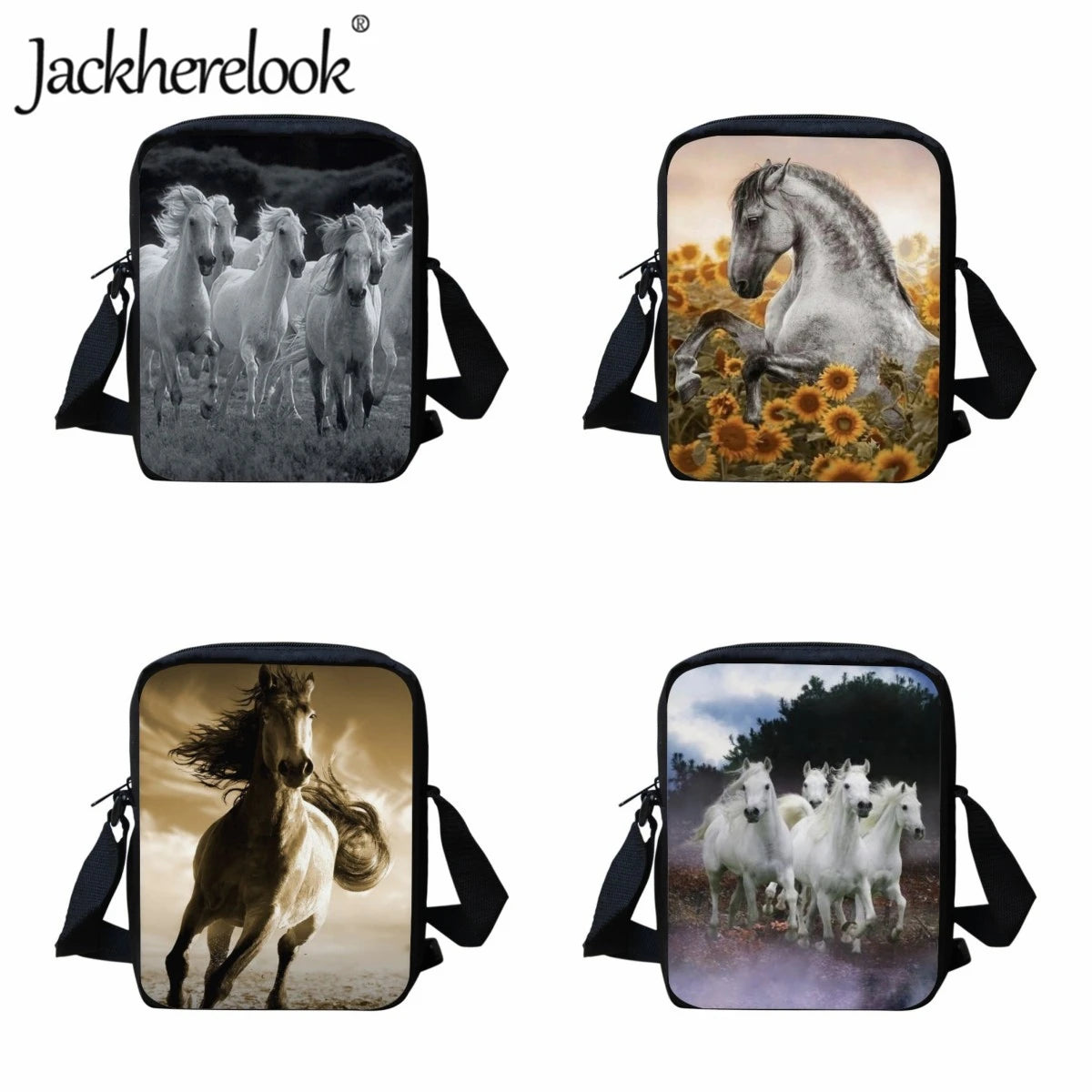 Horse Pattern Kids Schoolbags Book Bags Boys Girls Lunch Bag