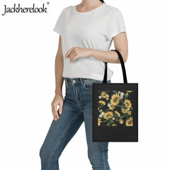 Sunflower Print Shoulder Bag for Women Travel Tote