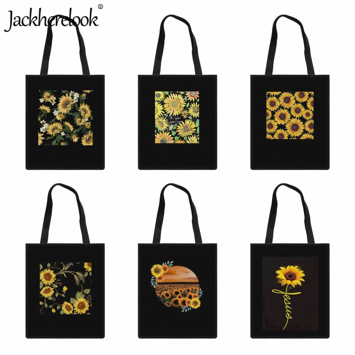 Sunflower Print Shoulder Bag for Women Travel Tote