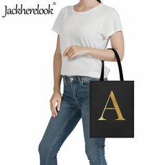 Women's Classic Canvas Tote Bag with English Letter Printing