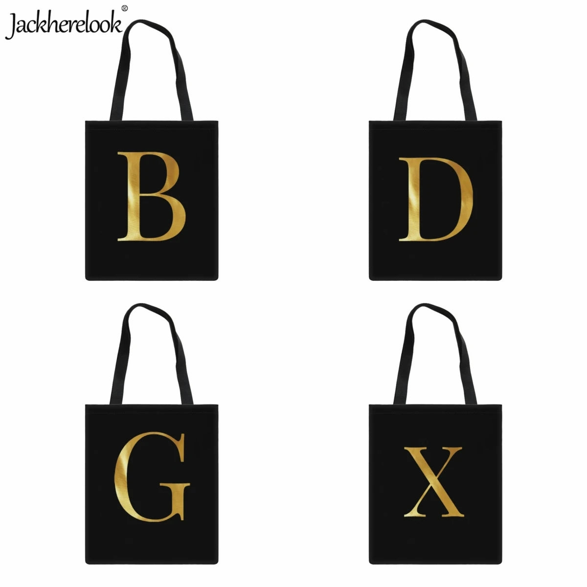 Women's Classic Canvas Tote Bag with English Letter Printing