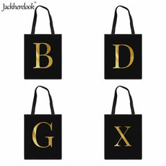Women's Classic Canvas Tote Bag with English Letter Printing