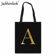 Women's Classic Canvas Tote Bag with English Letter Printing