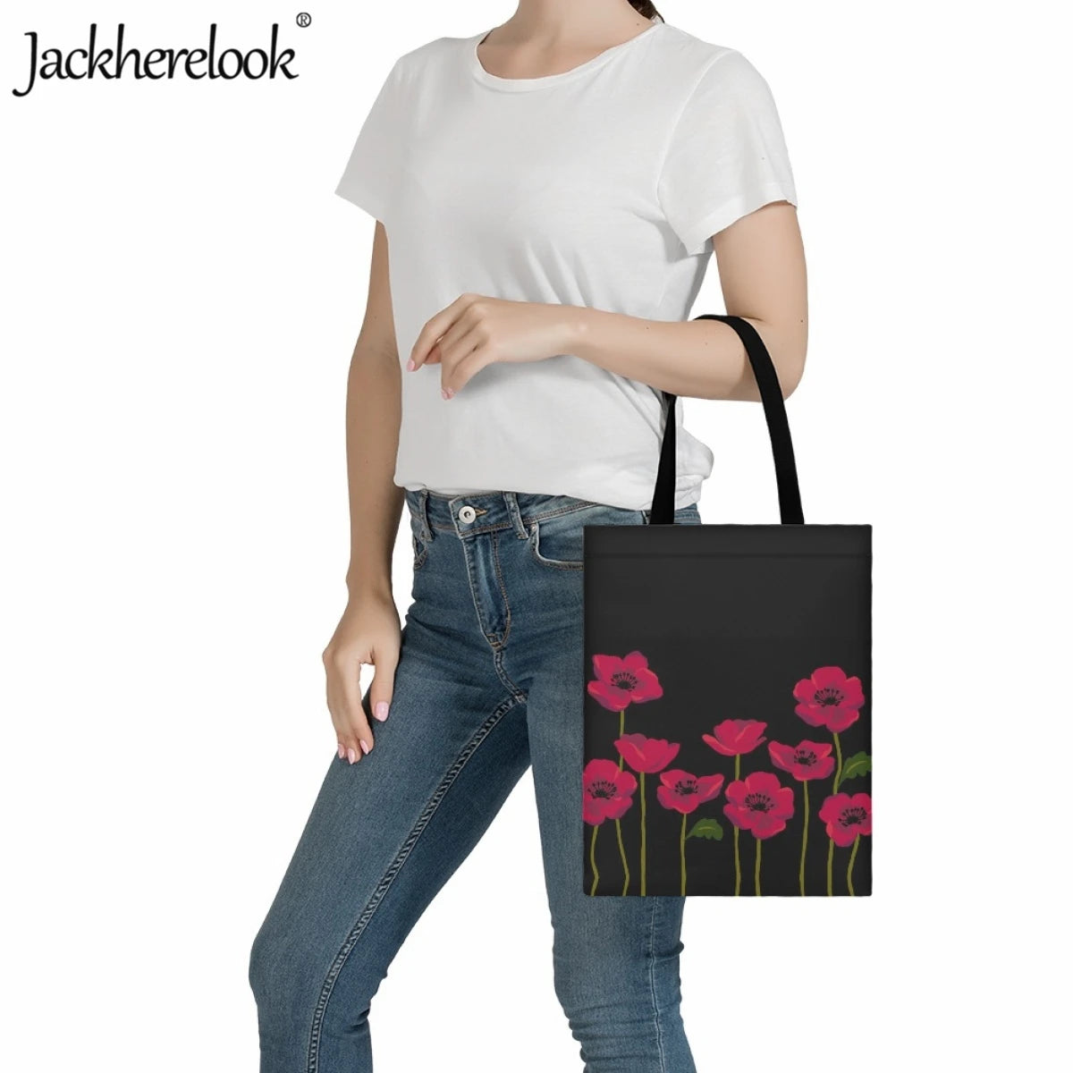 Flowers Print Tote Bag Large Capacity Women's Shopping Bag