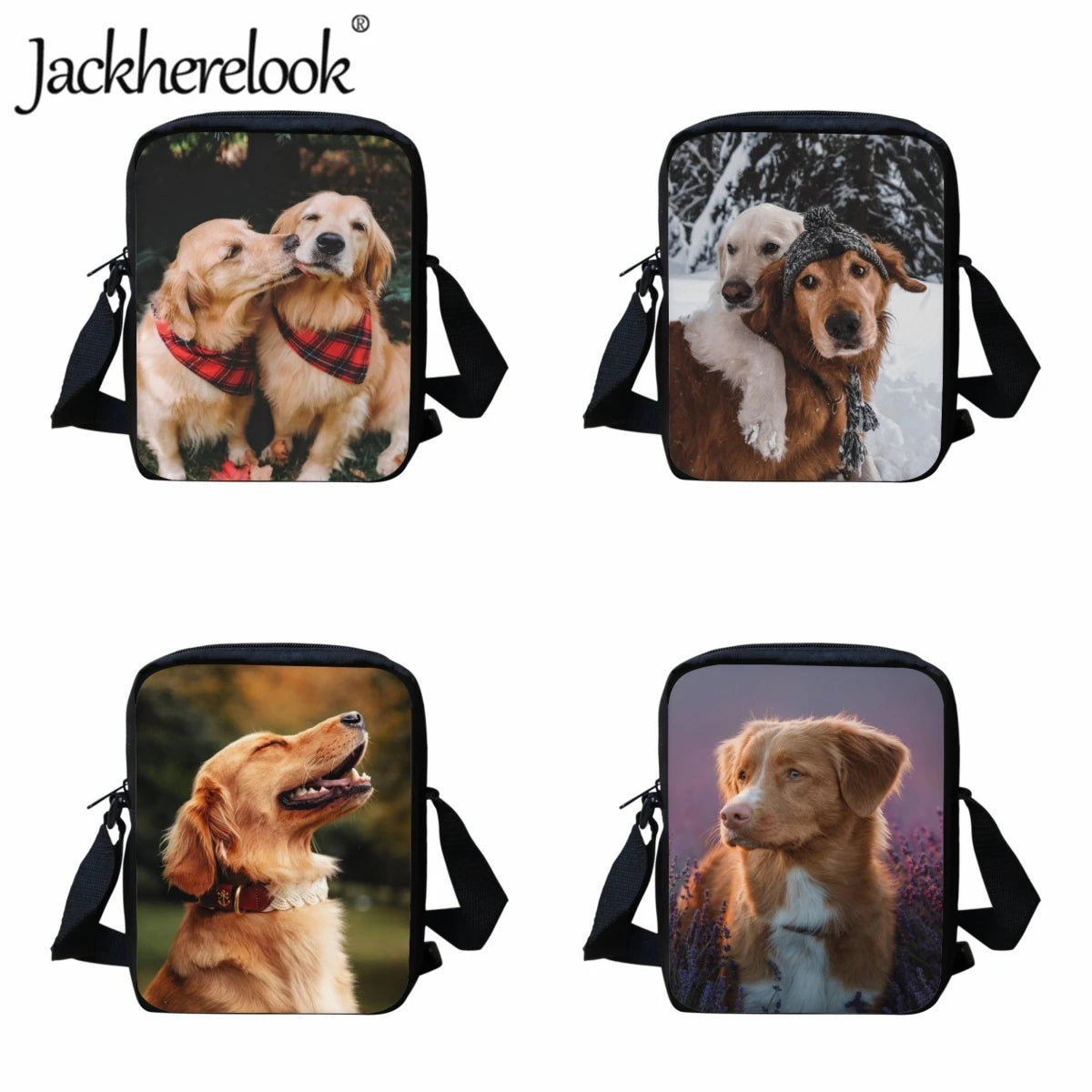 Warm Puppy Pattern Kids Crossbody Bag School Travel Shopping Bag