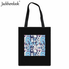 Dog Pattern Shoulder Bag Golden Retriever Print Canvas Tote Bag