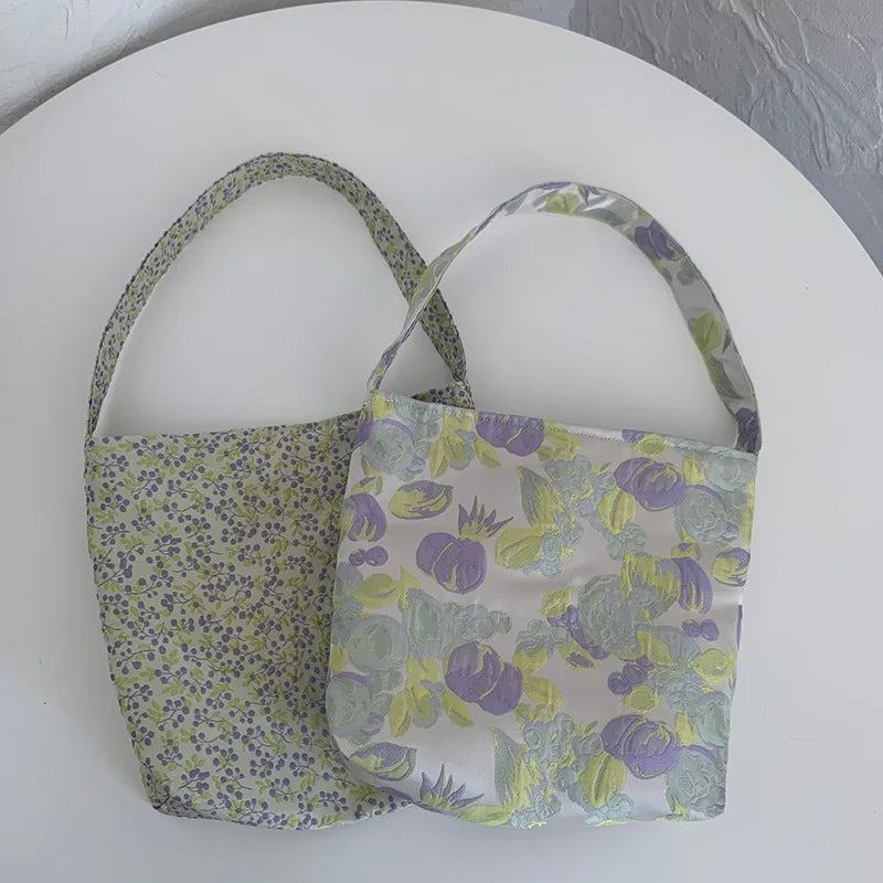 Floral Jacquard Women Shoulder Bag Retro Style Single Shoulder Messenger Handbag
