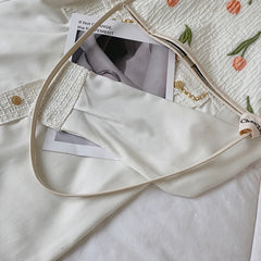 Casual Jacquard Tote Bag with Tulip Flowers Embroidery